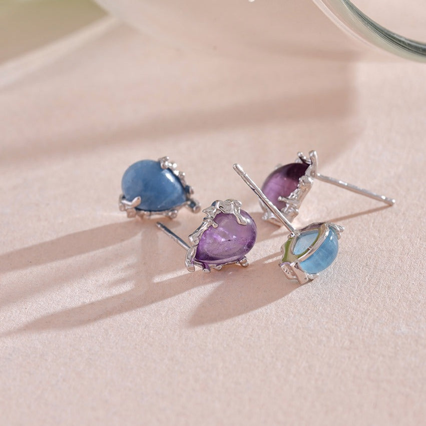 Amethyst / Aquamarine Earrings in S925 Silver