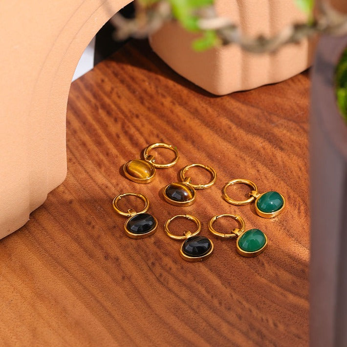 Green Agate (Aqeek) Earrings for Growth & Prosperity