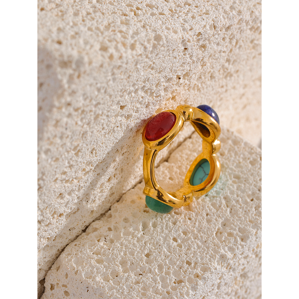 Turquoise, Jade, Agate & Lapis Lazuli Ring