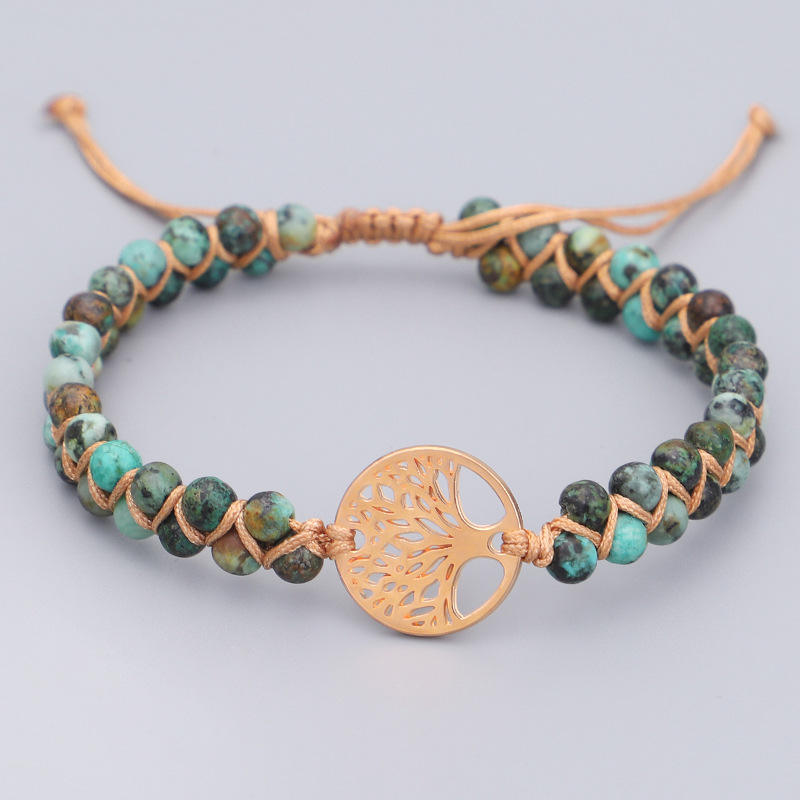 African Turquoise Bracelet with Tree of Life for  Healing & Spiritual Growth