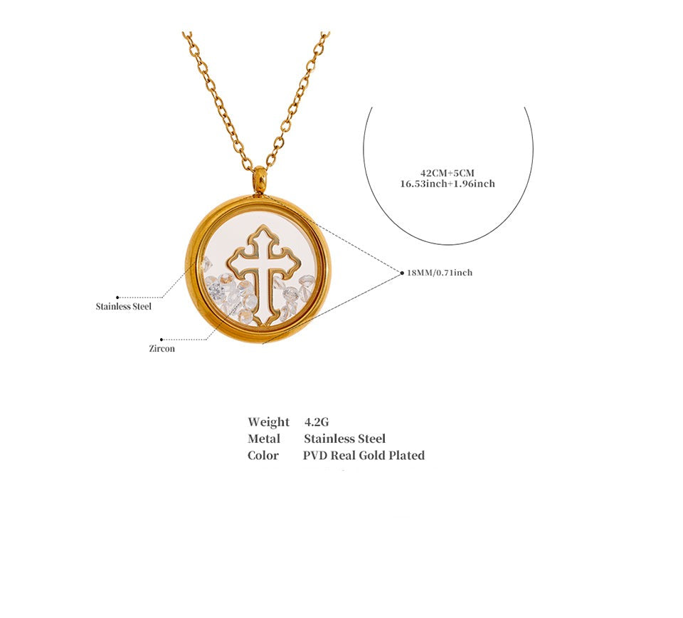 Cross Pendant with Zircon Necklace
