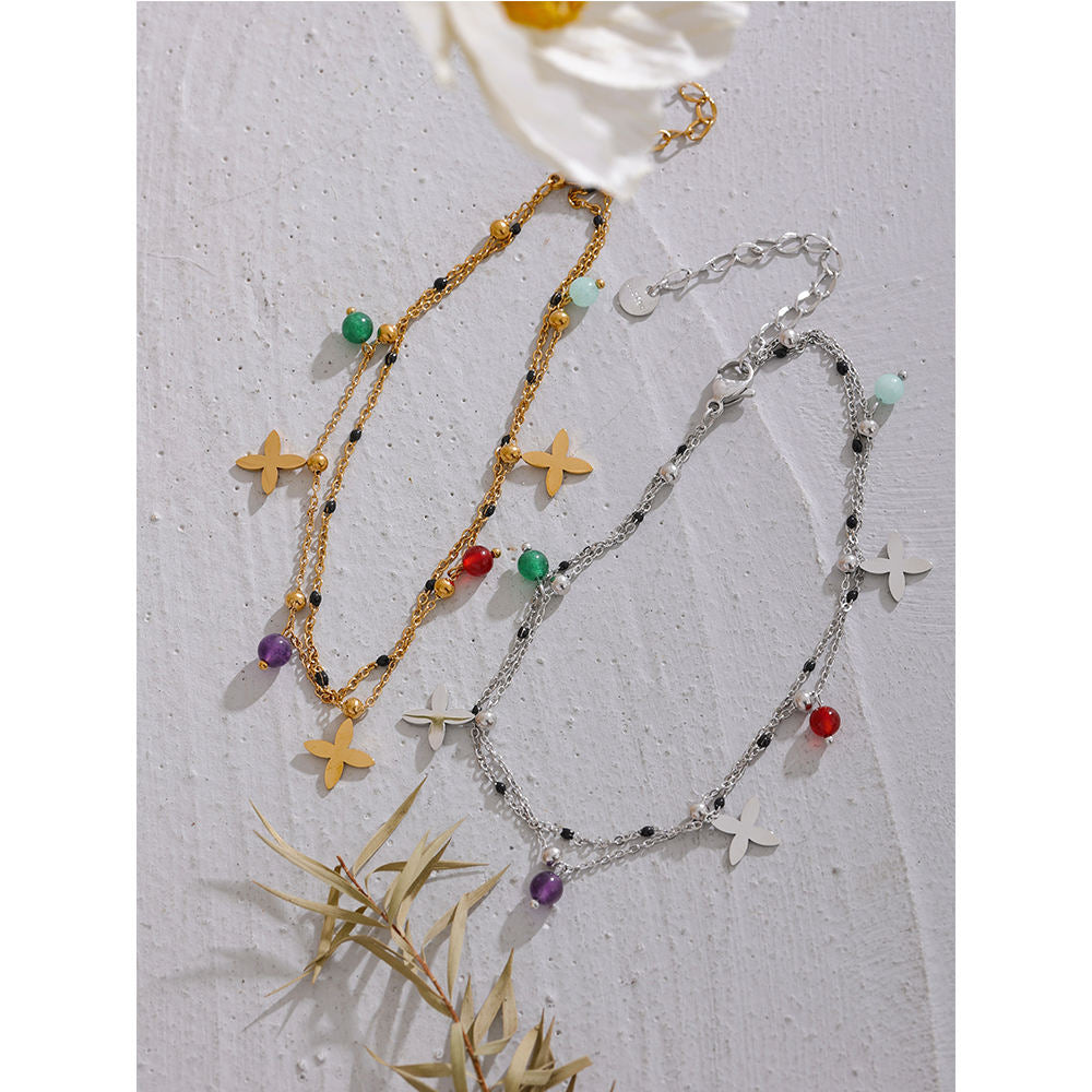 Amethyst, Aventurine, Aquamarine & Carnelian Bracelet Anklet