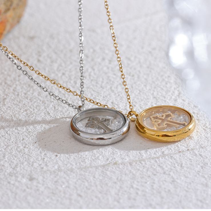 Cross Pendant with Zircon Necklace