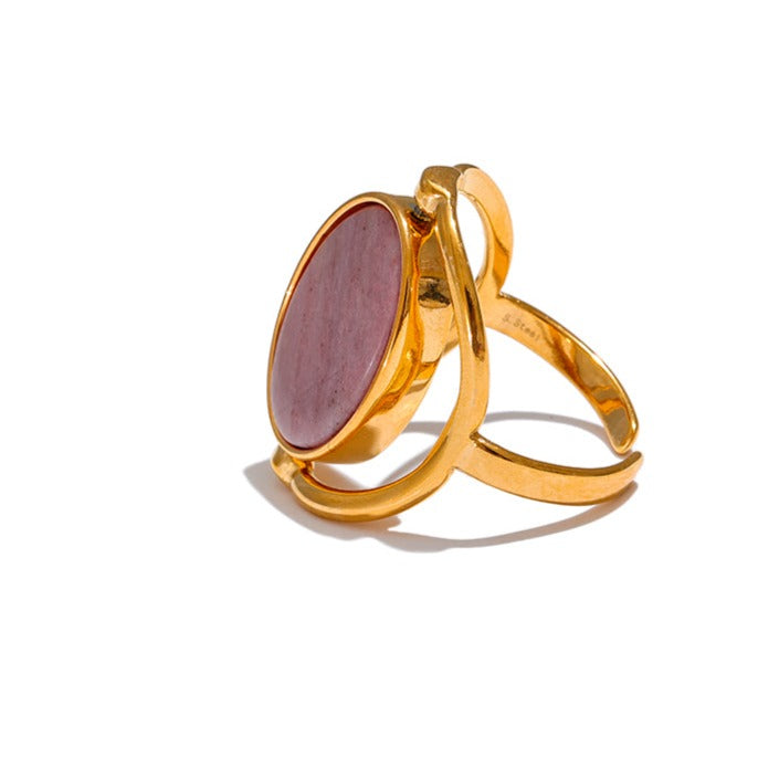 Rhodochrosite & Shell Reversable Ring for Love & Joy