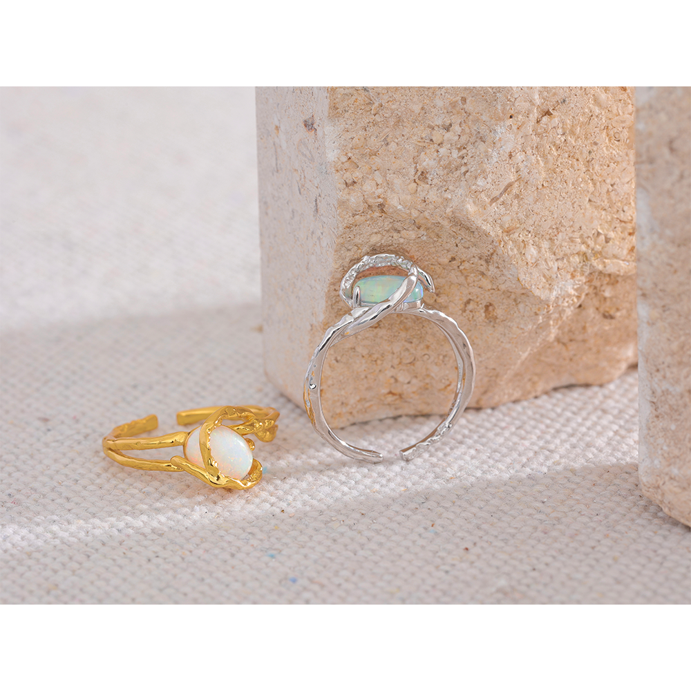 Opal S925 Sterling Silver Ring for Balance & Creativity